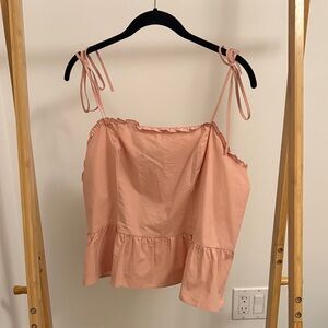 Express Peach Tie-Shoulder Peplum Camisole